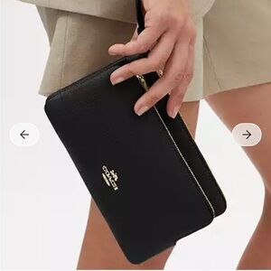 Coach Black and Gold Double Zip Wallet